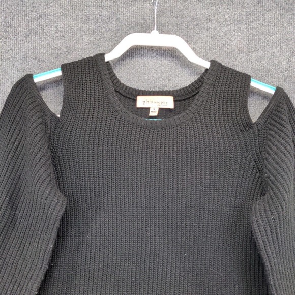 Philosophy Republic Clothing Womens Wool Blend Sweater Black Small Cold Shoulder - Picture 3 of 12